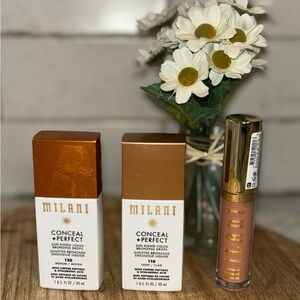 Milani Lot- Conceal + Perfect Bronzing Drops and Lip Plumper